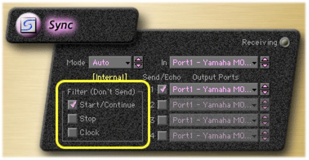 MIDI Setup (Global) Editor > Sync Page Added the ability to filter various MIDI real-time messages.