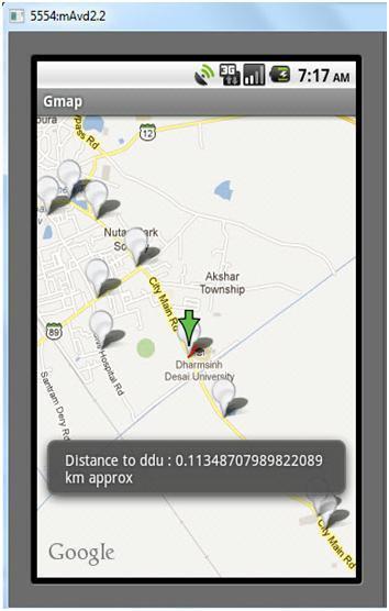 4) Distance and Schedule Fig : Distance and Schedule On selecting second option of the menu application will display distance of the nearest BRT