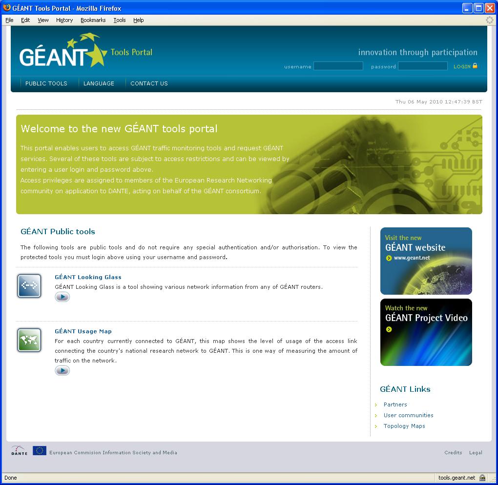 Plans for Service Development Figure 5.1: Prototype of GÉANT Tools Portal 5.