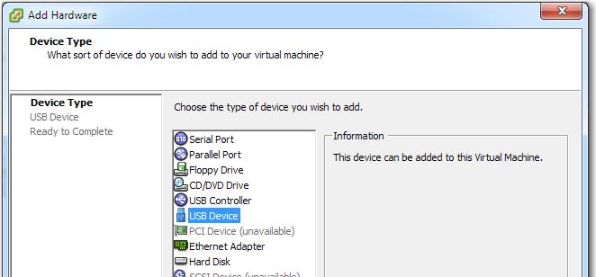 3 Add a USB device a In the Virtual Machine