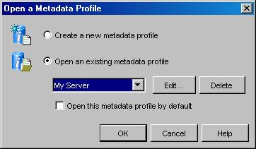14 Define a SAS Library 4 Chapter 5 To choose a profile, select Open an existing metadata profile in the Open a Metadata Profile dialog box, and then select the metadata