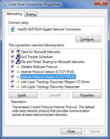 From the Windows Start menu, select Control Panel - Network and Internet - Network and Sharing Center, and click Change Adapter Settings. Double-click Local Area Connection.