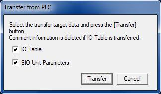 Confirm that there is no problem, and click Yes. 4 The Transfer from PLC Dialog Box is displayed.