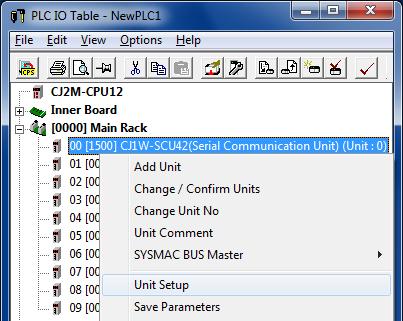 Unit. 1 Double-click [0000] Main Rack in the PLC IO Table Window to