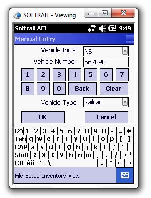 Figure 18 - Manual Entry Dialog The vehicle initial can either be selected from a list of previously entered initials in the Vehicle Initial field's pull down list (which appears when you tap on the