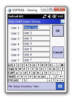 5.7. User Field Names Setup The portable reader allows the user to define up to seven data fields.