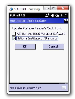Figure 48 - Automatic Clock Update Dialog 5.14. Barcodes The AI4500 portable reader is designed to operate with a barcode reader.