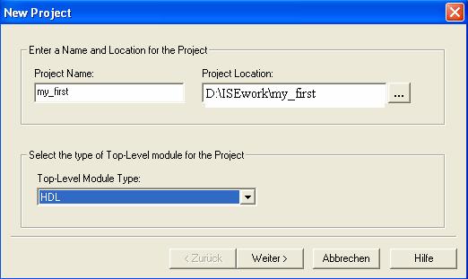 1.2 ISE Project Configuration With click on File New Project.