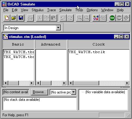 OrCAD Tutorial Figure 1-5 Providing stimuli in OrCAD Simulate Express allows you to provide stimuli using either a VHDL testbench or interactive dialog boxes.