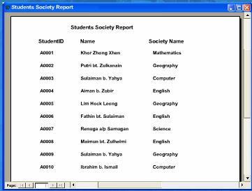 LESSON 3 DATABASE OBJECT-REPORT DEFINE THE REPORT AS ONE OF THE DATABASE OBJECTS Reports can be created based on the Table or Query. A Report summarises information from the database.