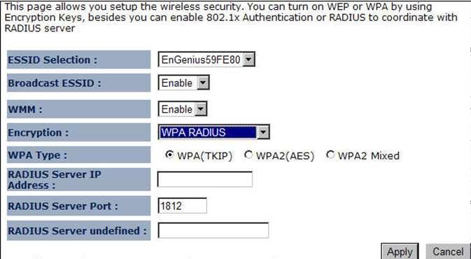 Broadcast SSID: Select Enable or Disable from the drop-down list. This is the SSID broadcast feature.