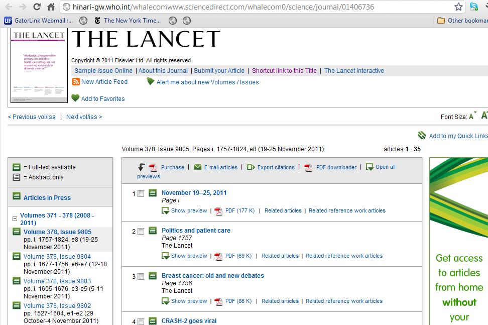 Accessing journals by title 4 Another window will open at the