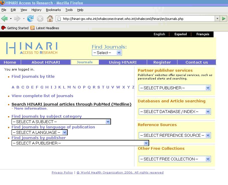 Accessing journals by subject 1 Another option to find journals is by Subject.
