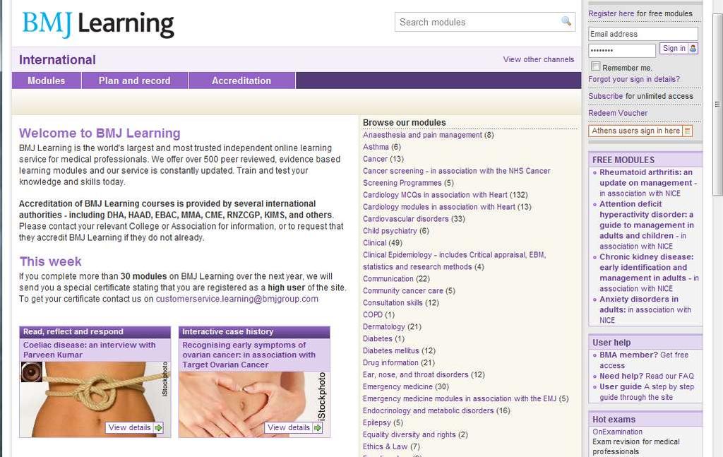 Another useful Reference Sources resource is BMJ Learning.