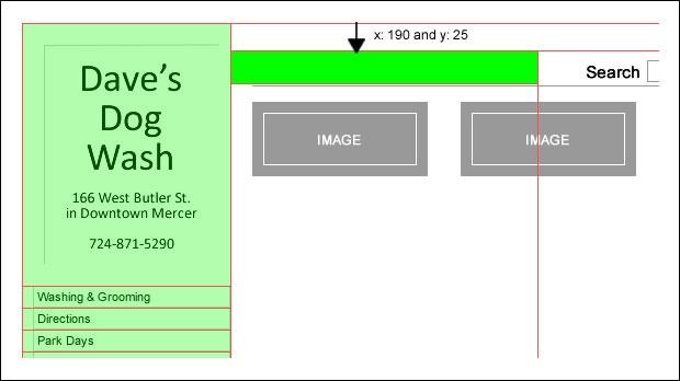 Figure 17. Inserted slice above the image placeholders at the top of the page 3. Use the Pointer tool to select the new slice. 4.