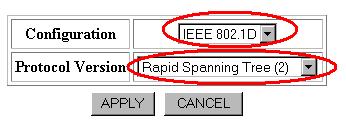 Note: The IEEE 802.1D indicates a single instance spanning-tree database, which is required when interconnecting to a P333R running 4.0.9 code with RSTP enabled. 3.