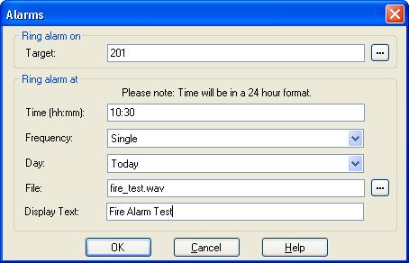 Any additional alarm calls are delayed until the existing alarm calls have been completed. To delete an existing alarm, right click on it and select Delete.