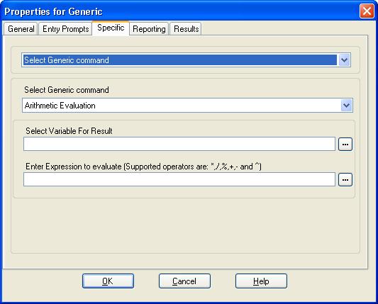 6.4.1.1 Arithmetic Evaluation This Generic option allows an arithmetic operation to be performed on call variables. The result is then stored in a selected call variable 140.