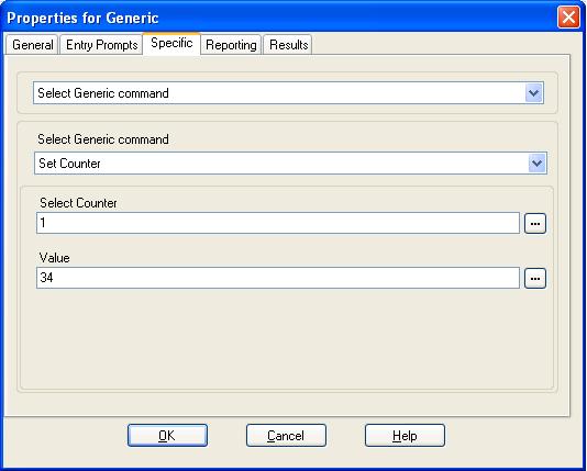 Actions: Basic Actions 6.4.1.8 Set Counter This Generic action option allows one of the 15 $COUNTER call variables to be set to a specific value. 5.