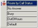 6.7.3 Route by Call Status The Route by Call Status action allows a call flow to be branched based on the reason the original IP Office target for the call did not answer it.. Settings 1. Click the 2.