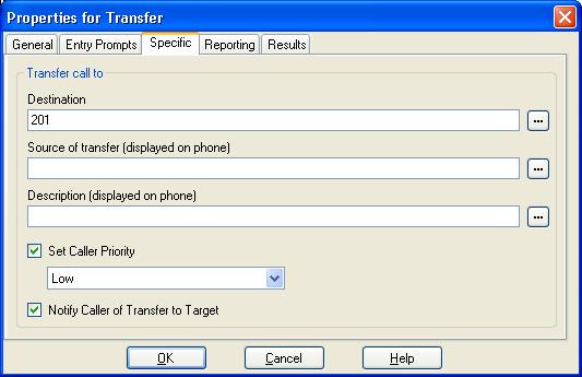 Actions: Telephony Actions 6.7.4 Transfer The Transfer action transfers the caller to the extension that matches the mailbox selected.