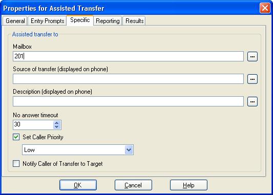 Actions: Telephony Actions 6.7.9 Assisted Transfer The Assisted Transfer action transfers the caller to the specified number which can include IP Office short codes.