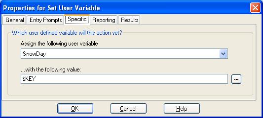 Actions: Condition Actions 6.9.2 Set User Variable The Set User Variable action sets a user variable to a particular value.
