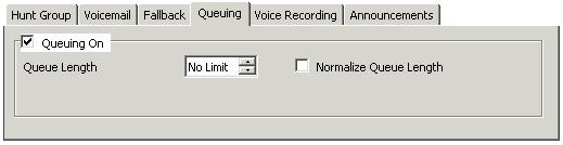 Administration: Hunt Group Voicemail 7.3.7 Hunt Group Queuing If hunt group queuing options are enabled, a call will be held in a queue when all available extensions in the hunt group are busy.