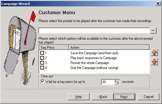 9.4.1.2 Customer Menu After completing the sequence of questions and responses, the caller can be offered a menu of options.