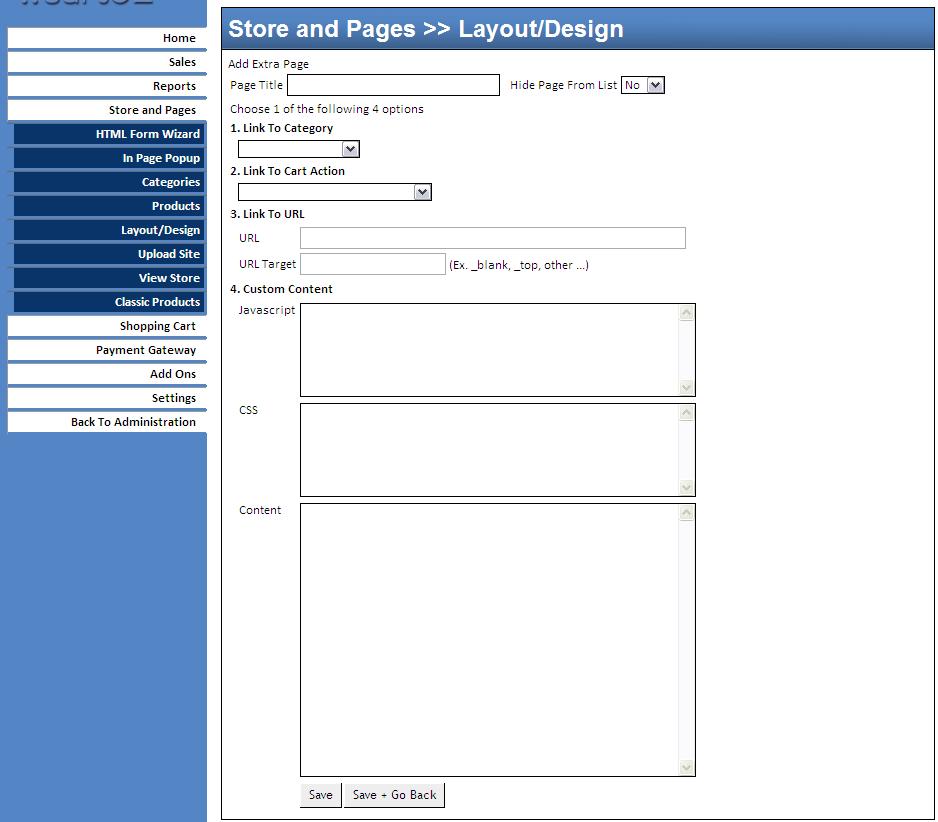 Add an Extra Page To add an Extra Page, just click the Add Extra Page link in the Extra Pages section of the Layout/Design tab.