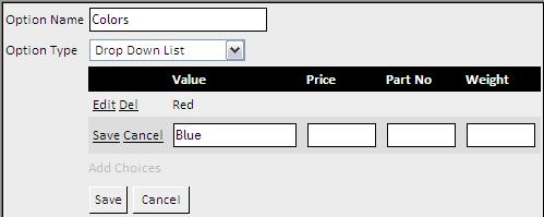 For example, choosing one out of a list of colors would be simplest with a Drop Down List option.