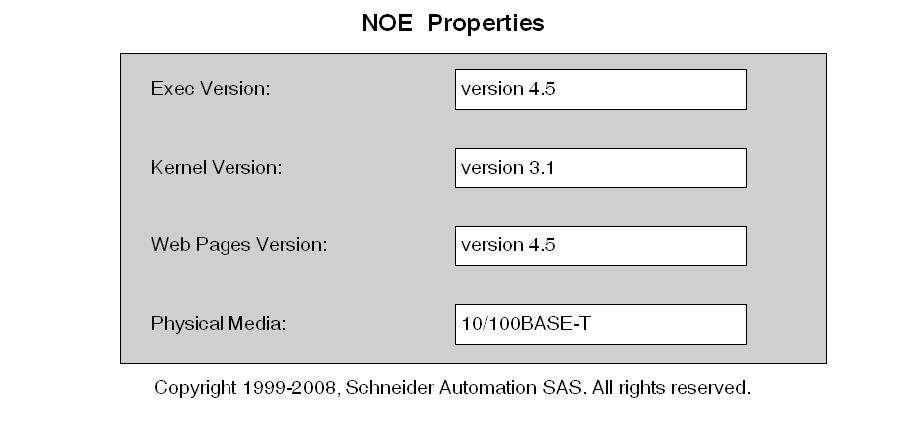 Embedded Web Pages NOE Properties Page Introduction to the NOE Properties Page You can navigate to the NOE Properties page from the Diagnostics page.