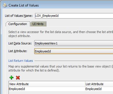 In the Edit View Accessor: EmployeesView1 editor, select the View criteria name in the Available list field and shuttle it to the Selected list.