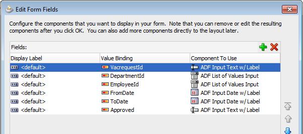 Select the first list-of-value component DepartmentId in the sample and open