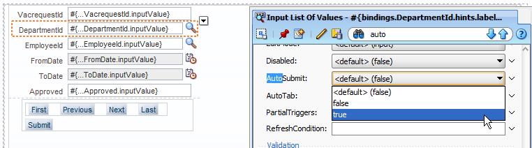 Then select the second list-of-values EmployeeId in the sample and point its