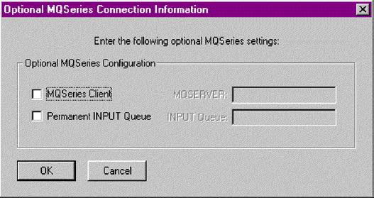 a. Enter the following information: Queue Manager (required): There must be a Queue Manager on both the client and host. Figure 8 on page 27 shows the client side. If the client, such as Windows 3.