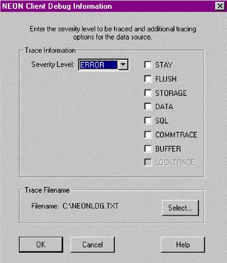 appeared on the Adanced Information dialog box, shown in Figure 21 7. Select the appropriate seerity leel trigger of the eents to be traced.