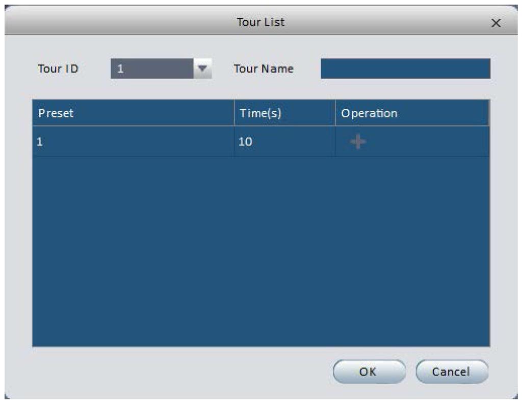 Figure 4-9 3) Select Tour ID from the dropdown list. 4) Input tour name/stay time and then select preset number from the dropdown list.