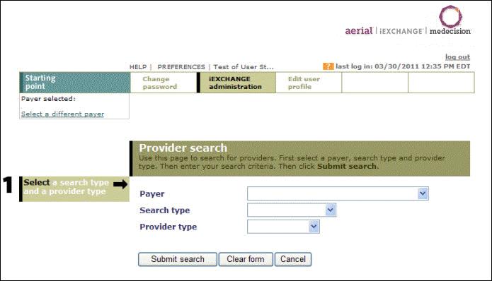 Performing Searches 4. To return to the Treatment search page, click New search. Provider Search Provider search allows you to search for a particular provider based on search type and provider type.