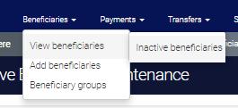 4.2. View and Pay beneficiaries In the top navigation menu select Beneficiaries and View Beneficiaries. Click on the Pay now button for the selected beneficiary.