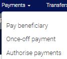5. Payments Make payments to external bank accounts by using the options under the Payment tab in the top navigation menu. 5.