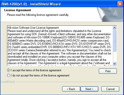 the terms of the license agreement, and then click Next to continue the