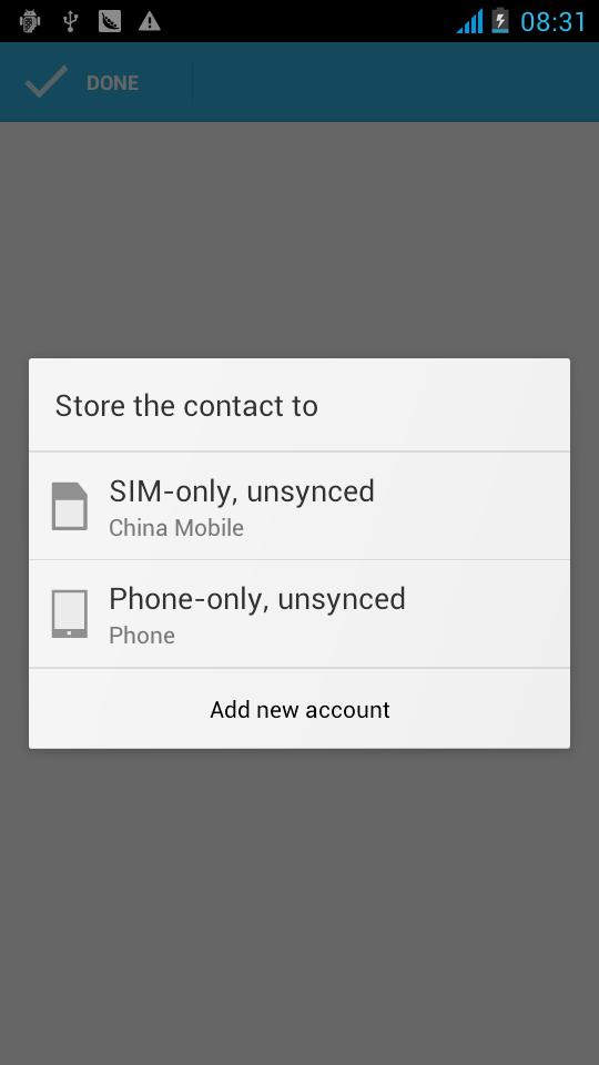 3) Click Add Contact Icons, Can create New Contacts Select save contacts to phone or a SIM card, into contact editing interface.
