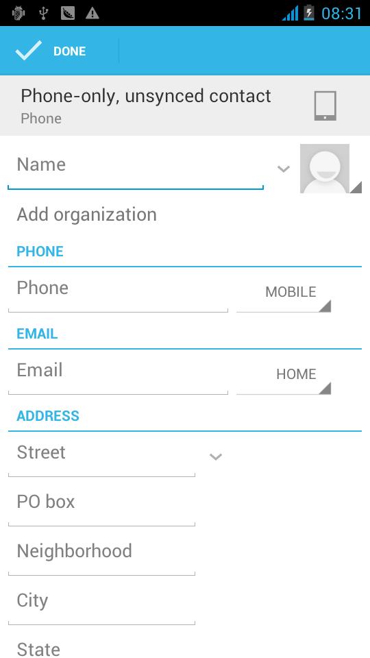 4) In contact interface, click on the Menu button a.