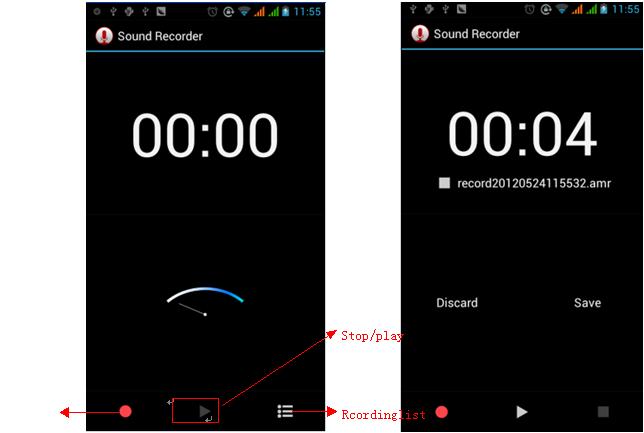 10. Recorder Recorder can record voice, and send it quickly via Bluetooth or MMS as well as make it as ring tone. Notices: recorder can only save the audio files as AMR format.