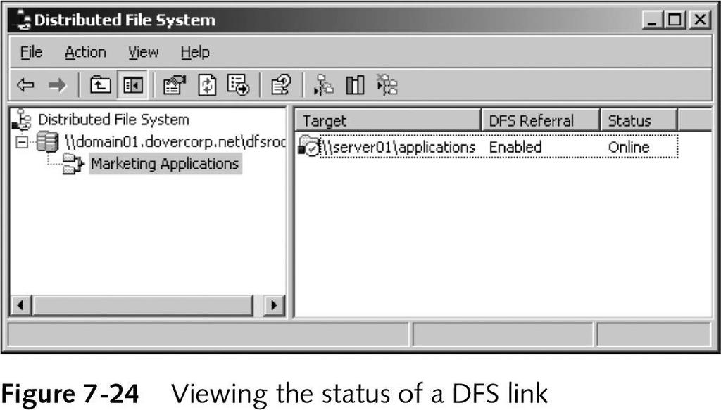 Managing DFS (continued) DFS element status is