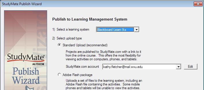 System. Choose Blackboard Learn 9.x as your learning system. Click on Next.