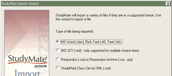 Choose the type of file you wish to import.