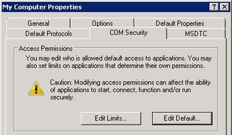 Editing COM Security Permissions on the Domain Controller 1. Switch to the COM Security tab. 2 2. Click Edit Default in the Access Permissions section. The Access Permission dialog opens. 3.