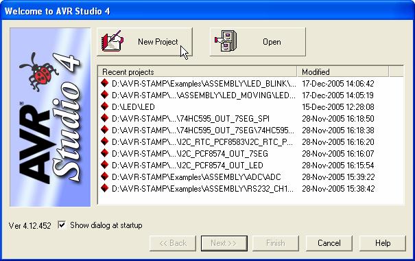 Example with AVR Studio 4 An Example with AVR Studio 4 We use AVR Studio 4 for writing Assembly Language Program because ATMEL Co., Ltd.
